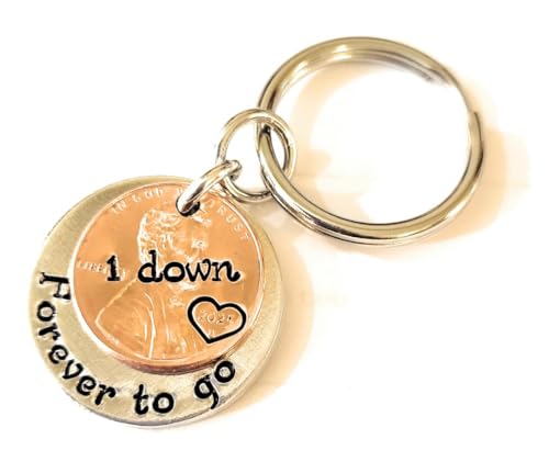 1st Anniversary Keychain, 1 Down and Forever To Go, Personalized Options
