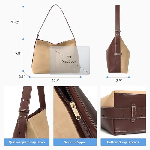 Image of BOSTANTEN Suede and Vegan Leather Purses for Women Roomy Shoulder Handbag