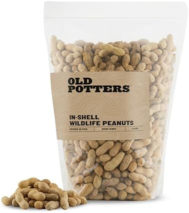 Old Potters Wildlife In-Shell Peanuts For Birds, Squirrels, And Wildlife. Usa Grown Non-Gmo Raw (In-Shell, 4 Lbs)