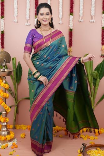 Image of SGF11 Women's Kanjivaram Pure Soft Silk Saree With Unstitched Blouse Piece