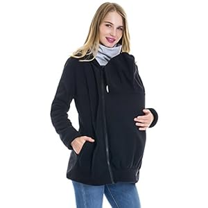 Smallshow Baby Carrier Jacket 2 in 1 Fleece Zip Up Kangaroo Maternity Hoodies