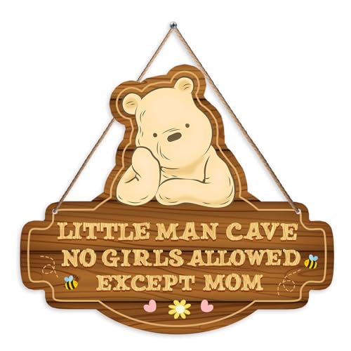 Image of Winnie Baby Stuff-the Pooh Decoration-Pooh Nursery Decor-Little Men Room Deor-Boy's Bedroom Decor-Winnie Wall Decor,Girl Cave Sign-Decoration Hanging for Kids Room & Door