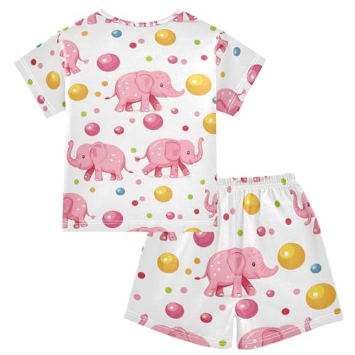 ALAZA Elephant Ball Cartoon Pajamas Short Sleeve 2 Piece Sleepwear Top and Bottom Pajama Set Unisex2