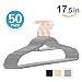 MOGI'S Premium Velvet Hangers - Pack of 50 - Gray - Copper/Rose Gold Hooks - Non-Slip, with Bonus Accessory Bar- Great for Suits, Pants, Dresses - by (Gray)