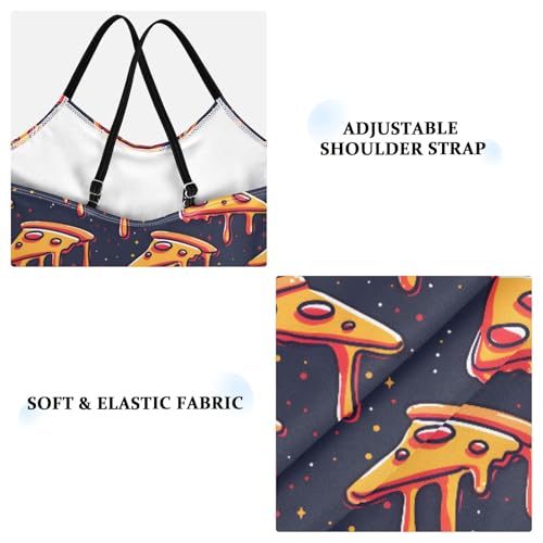 senya Girls Swimsuits One-Piece Swimwear Tie Bathing Suit Beach Summer Round Neck 9-10T Pizza Slices On Dark Space3