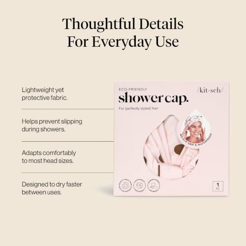 Image of Kitsch Luxury Large Shower Cap for Women - Blush Dot | Shower Caps for Women Reusable Waterproof - Non-slip, Comfortable Quick-dry Hair Shower Cap for All Hair Types