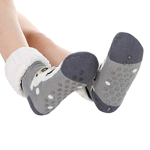 Image of Chassic Sherpa Lined Slipper Socks for Women, Non-Slip Cozy Winter House Socks, Soft Fuzzy Socks, Gifts for Women & Ladies Stocking Stuffers