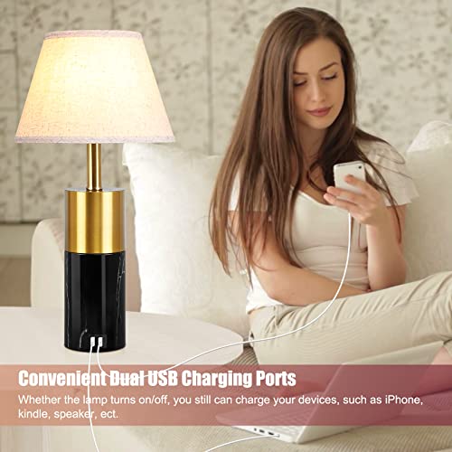 Ganiude 21.4" High Nightstand Dimmable Table Lamp, Touch Control Contemporary Lamp With Dual Usb Charging Port, Large Bedside Desk Lamp For Living Room, Bedroom, Office (Led Bulb Included) #TOP4