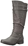 Brinley Co Regular and Wide-Calf Womens Buckle Accent Tall Boot Grey 9 Wide Calf