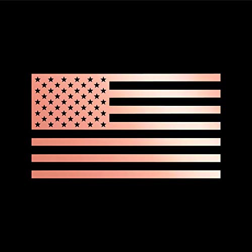 Image of American US Flag [Pick Color /Size] Vinyl Decal Sticker for Laptop /Car /Truck /Window /Bumper (7.5in x 4.2in, Metallic Rose Gold)