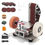 Electric Belt Sander, 96w Mini Belt Sander with 7-Stage Speed Control (4000-9000 RPM) - with 20 Sanding Belts, Polishing & Sanding Wheel - Multifunctional for Wood & Metalworking (A)