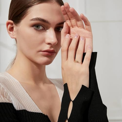 Bague ouverte en argent plaqué or style simple femme - 3