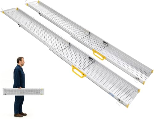 LIEKUMM Rollstuhlrampe für Treppen, 300cm Teleskop Auffahrrampe Rollstuhl