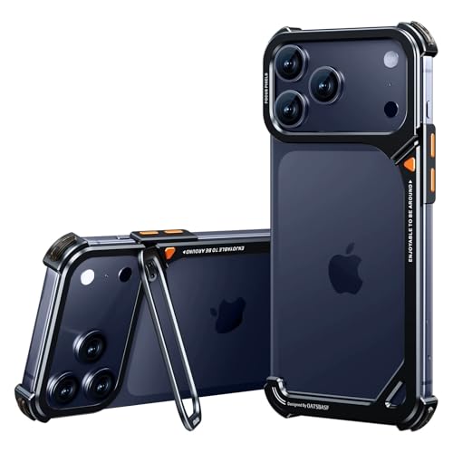 Image of 9 Shaped Minimalism Design Compatible with iPhone 17 Pro with Excellent Heat Dissipation | Seamless Wireless Charging Ultra Light | Super Slim Metal - Black