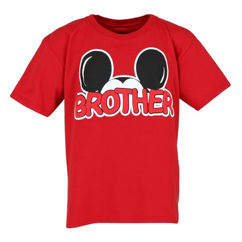 Disney Family Collection Boys Red Mickey Mouse Brother Shirt, Small