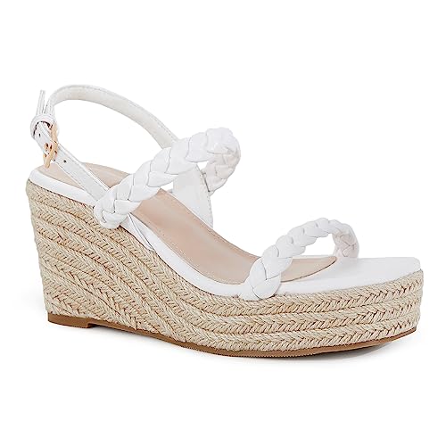 Image of Womens Espadrille Wedge Sandals Platform Braided Open Toe High Heel Ankle Strap Buckle Summer Causal Dress Shoes