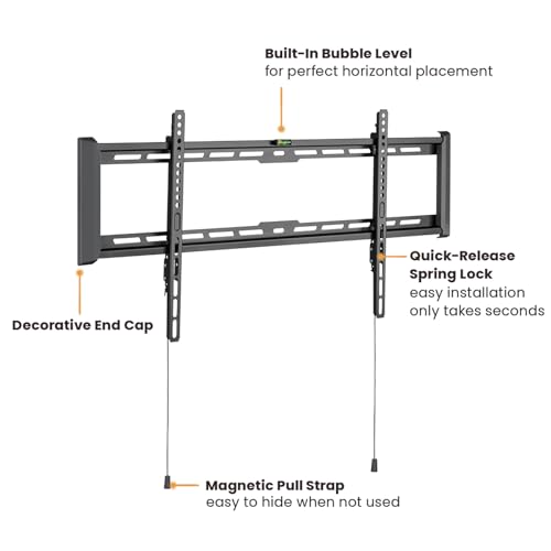 VALUE TV Wall Mount 27 mm Distance from Wall Fixed, 228.6 cm/90 inches, 75 kg, Black - Image 3