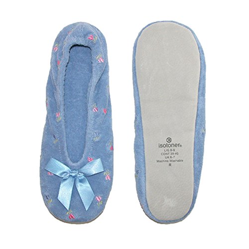 Image of Terry Ballerina Slippers with Embroidery for Women by Isotoner
