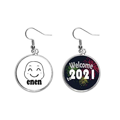Pendientes colgantes de cara de gato Lovely Smile en color negro talla M de plata