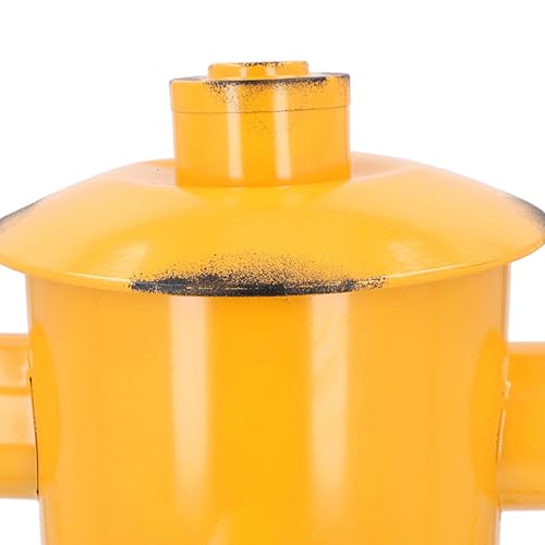 Cubo de basura retro de hierro amarillo para interior exterior hogar y jardín 5
