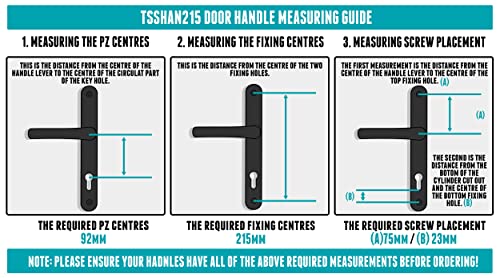UPVC Door Handles Set, Black, Lever/Lever, 92mm PZ (Centres), 215mm Screw to Screw, Backplate 245mm X 32mm, UPVC Door Handle - Image 2