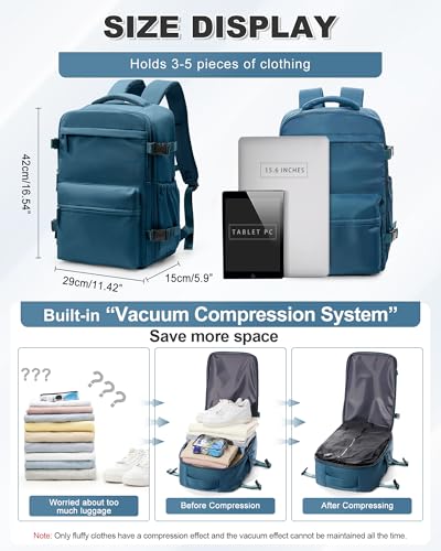 Image of winspansy Small Travel Backpack Storage Vacuum Compression Bags with Pump for Travel Storage Carry on Business Day Vacpack Backpack for Women Men with Vacuum College Bag Dark Green