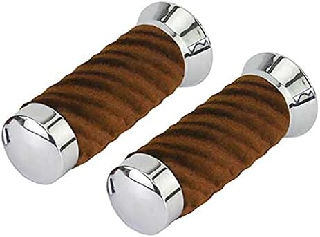 Puños de bicicleta marrón de terciopelo con remolino personalizado 7/8 de largo, 5.118 in. Lowrider Bicicletas Grips.