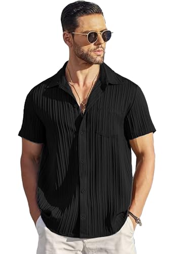 Image of Noble Monk Men's Polyester Regular Fit Solid Casual Shirt |Half Sleeve | |Stylish Shirt