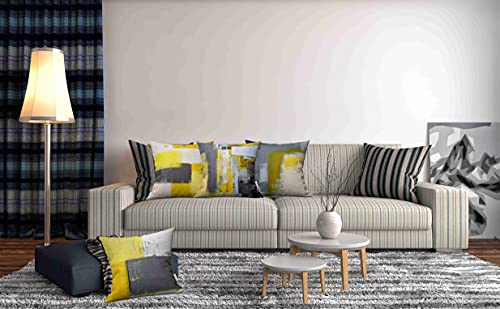 Taysta Set Of 4 Decorative Throw Pillow Covers Cases Grey And Yellow Abstract Art Painting Modern Home Square Decor Pillow Case Cover Cushion Sofa Size 18X18 Inches Pillowcases #TOP2