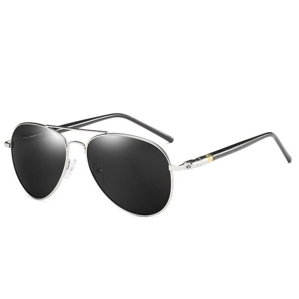 2024 męskie okulary przeciwsłoneczne spolaryzowane okulary przeciwsłoneczne do jazdy dla mężczyzn kobiety męskie Vintage czarne okulary przeciwsłoneczne pilotki UV400,03 srebrny, czarny