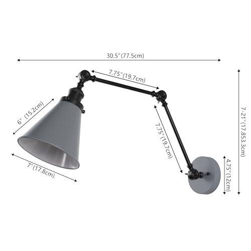 Image of JONATHAN Y Rover 1-Light Wall Sconce 7 inch, Gray /Black, Set of 2