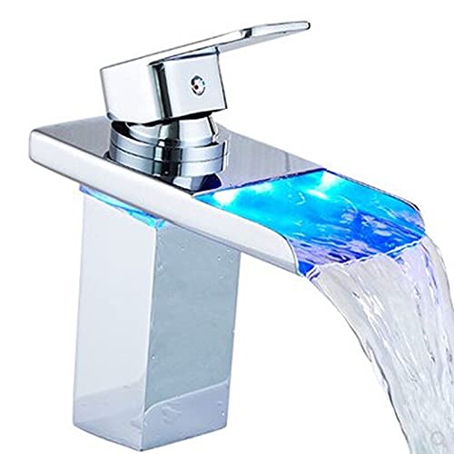 Robinet mitigeur évier de bain noirci chrome avec éclairage LED