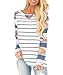 SLYZ Damska koszulka z nadrukiem na jesień i zimę z raglanowym rękawem w paski rękawy w panterkę kamuflaż bluzka z długim rękawem, Pasek, M