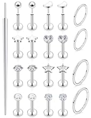 Silver-18G（1.0mm) - Bars:6mm - Hinged Clicker Rings:8mm 10mm