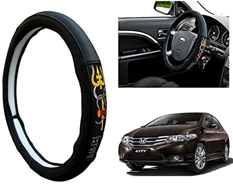 Image of Chromium Om Namah Shivay Car Steering Cover for Honda City Pack of 1