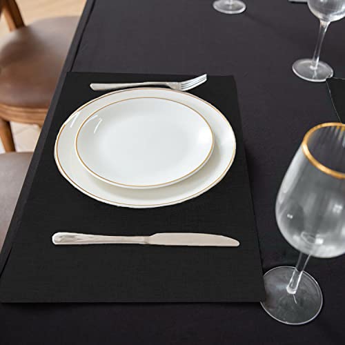 Rinpon Cloth Placemats Set Of 8, Linen Type Fabric Placemats Machine Washable Placemats Heat Resistant Placemats Wrinkle Free Thick Polyester Kitchen Place Mats For Dining Table (Black) #TOP4