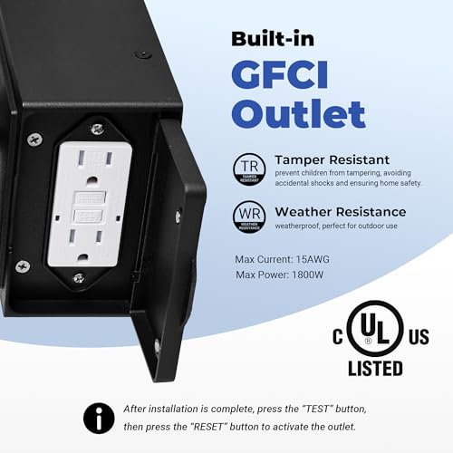 Image of Motion Sensor Outdoor Lights with GFCI, Modern Black Dusk to Dawn Outdoor Lighting, Upgraded Motion Sensor Outside Lighting for House Patio Garage, Adjustable Sensitivity and Time, Hardwired