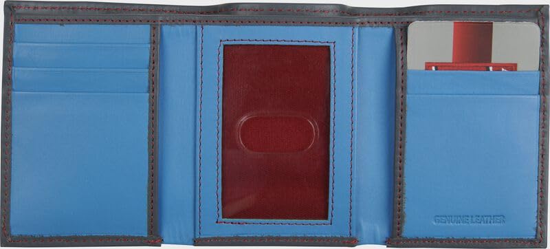 Rawlings "Pop Baseball Stitch Tri-Fold Leather Wallet - Premium Men's Sports Wallet (Light Blue)3