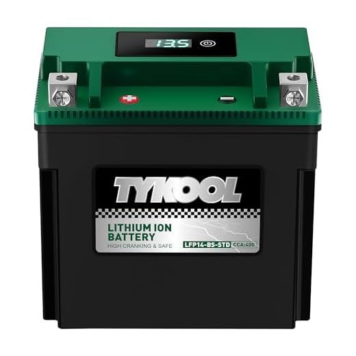 TYKOOL LFP14-BS-STD 12V Lithium Battery, Replaces YTX14-BS, 400CCA 7Ah Fits for Adventure Motorcycle Touring Scooter, Compatible with BMW R1200GS Suzuki V-Strom Triumph Tiger, Digital Readout [+ -]