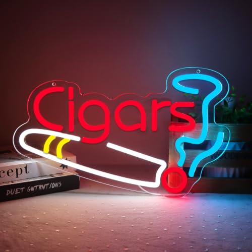 Image of Cigar Neon Sign for Smoke Shop Bar Cigar Lounge Decor,Man Cave Light,Handmade Led Art Decor,Dimmable Neon Lights for Pub,Party or Retail Business.