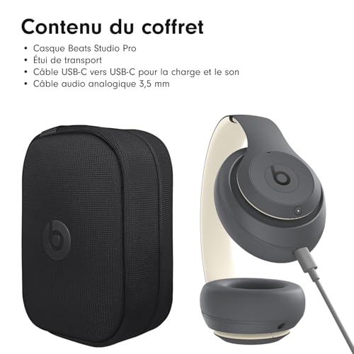 Beats Studio Pro - Casque sans fil avec Bluetooth et Réduction du bruit - Audio spatial personnalisé, Compatibilité Apple et Android - Gris cendre - 6