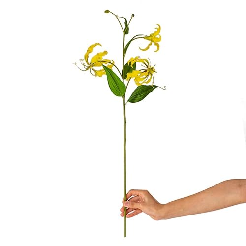 BQEE Ramo de lirios artificiales de 76 cm, tallo largo, arreglos florales para decoración de bodas, hogar, fiestas, oficina (amarillo)