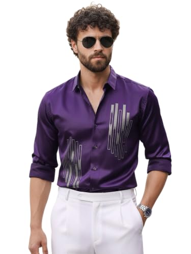 Image of IndoPrimo Men's Stylish Satin Shirt for Party and Casual Wear - Exclusive Designer Full Sleeve Shirt for Men - Pilar