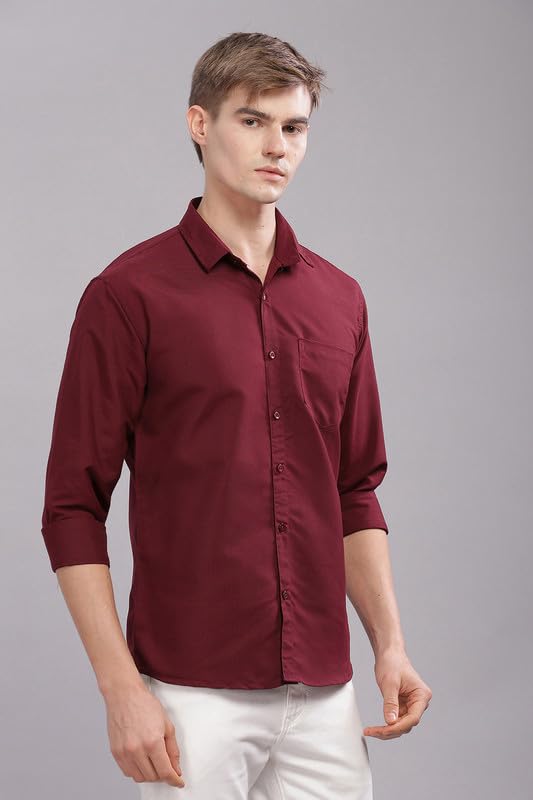 Image of Men's Cotton Blend Slim Fit Shirt | Full Sleeve Casual wear for Men | Comfortable Office Wear Shirt for All Seasons