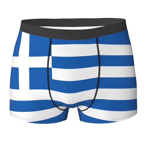 WURTON Greek flag Print Men's Boxer Briefs Comfortable Bamboo Viscose Underwear Trunks Underwear