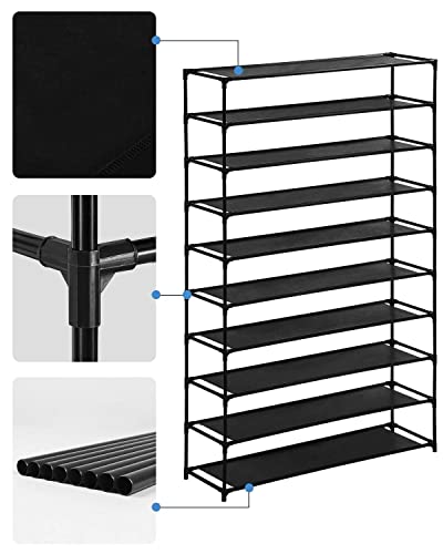 Youdesure 10 Tiers Shoe Rack, Large Shoe Rack Organizer For 50 Pairs, Space Saving Shoe Shelf, Non-Woven Fabric Shoe Storage Cabinet (Black) #TOP5