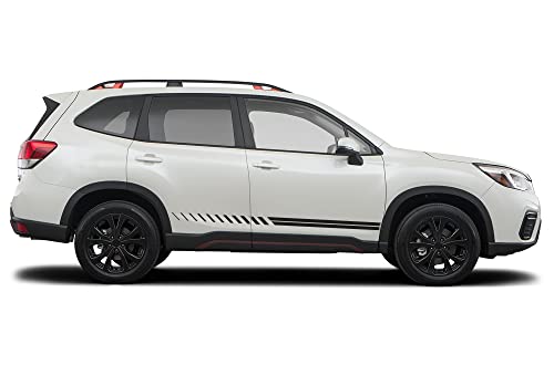 Exterior Graphics - 2023 Subaru Solterra 6 Double Racing Stripes Graphics Decals Stickers Compatible with Subaru Forester (Black)