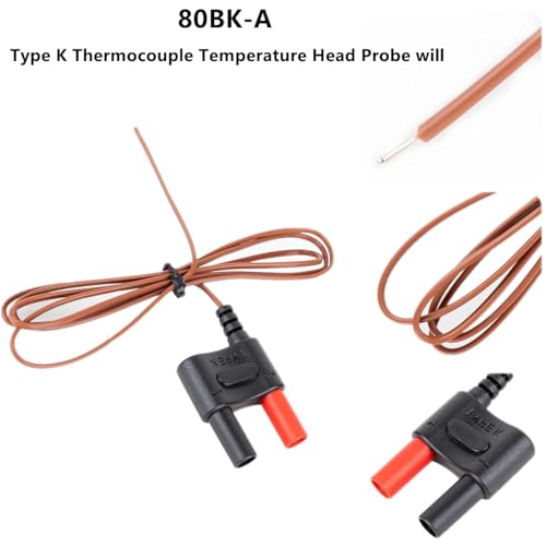 Image of 80BK-A Type K Thermocouple, Temperature Head Probe, Clamp, Multimeter Replacement for fluke thermocouple F17B+, F116C, F87-V, F28LL, F179, F287, F289, F189, and More!