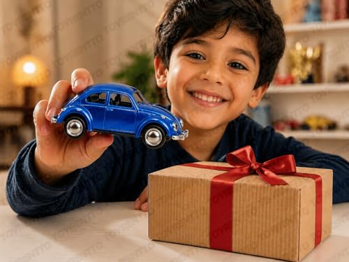 Image of 1:36 Scale 1967 Classic VW Beetle Die-Cast Pull Back Toy Car with Openable Doors, Metal Body Collectible Model for Kids & Adults, Blue