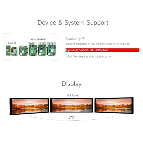 Image of waveshare 7.9inch Capacitive Touch Display Compatible with Raspberry Pi 5 /4B /3B+ /3A+ /CM3 /3+ /4 400x1280 Resolution IPS DSI Interface